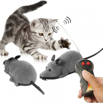 Hot Selling New Black White Funny Pet Cat Mice Toy Wireless RC Gray Rat Mice Toy Electronic Pets For Christmas Kids Toys