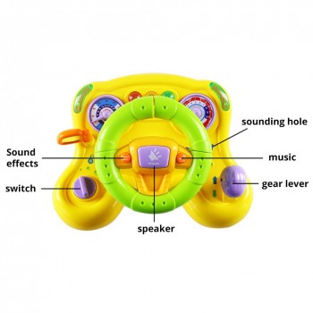 Baby Toy Driving Steering Wheel amp; Equipped With Lights, Mirror, Music,Driving Sounds Toys Childrens Early Education Toy