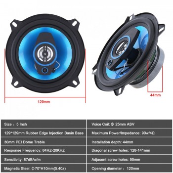 2Pcs! 5 Inch 400W 2 Way Car Coaxial Auto Audio Music Stereo Full Range Frequency Hifi Speakers Non-destructive Installation