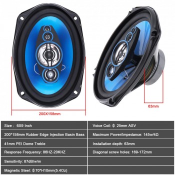 Durable 6x9Inch 1000W 2 Way Car Coaxial Auto Audio Music Stereo Full Range Frequency Hifi Speakers Non-destructive Installation