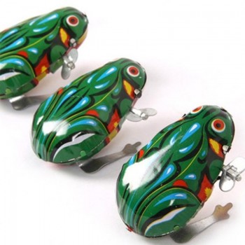 Hot Sale Mini Classic Tin Cute Wind Up Jumping Frog Toys Pull Back Clockwork simulation Frog Toy For Children Kids Gift
