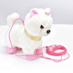 Robot Dog Sound Control Interactive Dog Electronic Plush Pet Toys Walk Bark Leash Teddy Toys For Children Birthday Gifts