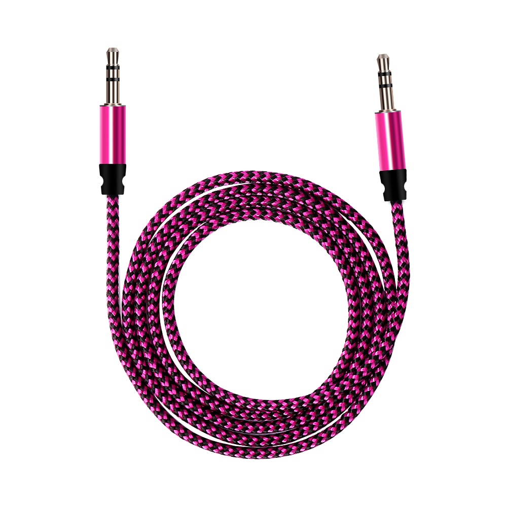 Pink 3.5mm Jack Audio Cable Jack 3.5 mm Male to Male Cloth Audio Aux Cable For iPhone Car Headphone Speaker Wire Line Aux Cord