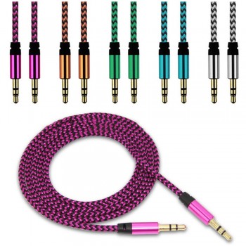 Pink 3.5mm Jack Audio Cable Jack 3.5 mm Male to Male Cloth Audio Aux Cable For iPhone Car Headphone Speaker Wire Line Aux Cord