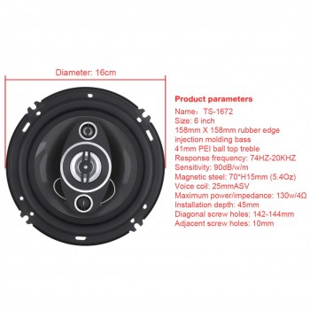 2Pcs 6 Inch 16cm 500W Auto Car Coaxial  Auto Audio Music Stereo Full Range Frequency Hifi Speakers Non-destructive Installation