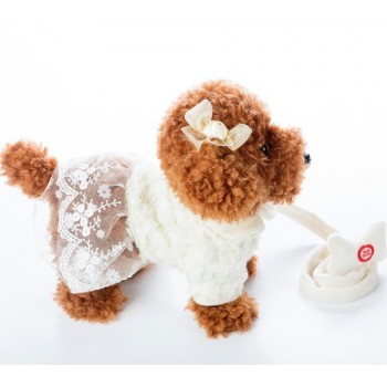 Robot Dog Sound Control Electronic Dog Interactive Plush Teddy Barking Walking Music Dog Leash Toys For Children Birthday Gifts
