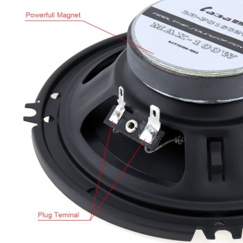 2pcs LaBo 6.5 Inch 100W 2 Way Car Coaxial Hifi Speaker Vehicle Door Auto Audio Music Stereo Full Range Frequency Loud Speaker