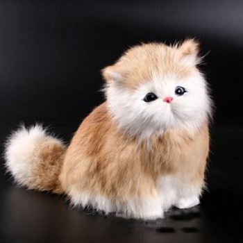 Real Hair Electronic Pets Cats Dolls Simulation Animal Cat Toys Meowth Childrens Cute Pet Plush Toys Model Ornaments Xmas Gifts