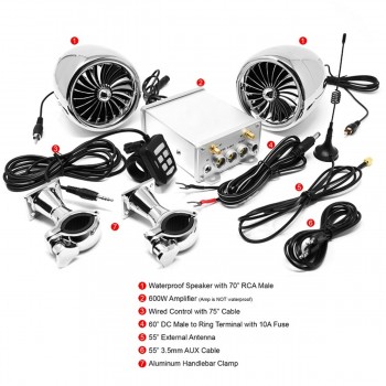 2psc 600W Bluetooth Motorcycle Stereo Speaker Audio System Waterproof Sound Amplifier for Speakers Mp3 Motorcycle Music