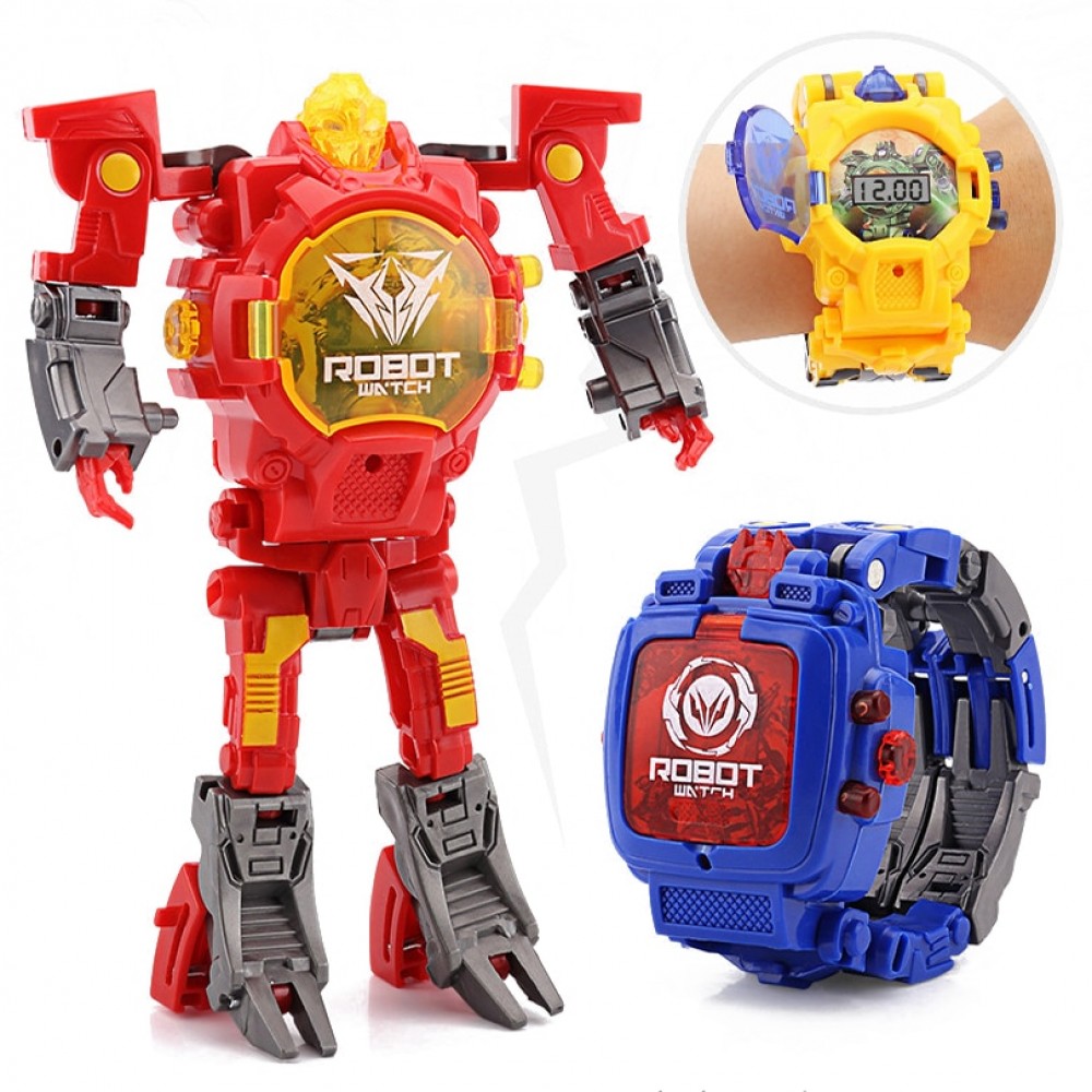 Cartoon Transformation Wristwatch Toy Creative Electronic Robot Watch for Boy Children Deform Robot Sport Watch Toy Xmas Gift