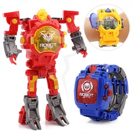 Cartoon Transformation Wristwatch Toy Creative Electronic Robot Watch for Boy Children Deform Robot Sport Watch Toy Xmas Gift