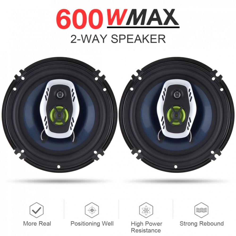 2pcs 6.5 Inch 16cm 600W 2 Way Universal Car Coaxial Hifi Speakers Auto Audio Music Stereo Speaker Non-destructive Installation