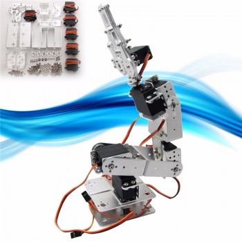DIY Robot Smart Robot ROT2U 6DOF Aluminium Robot Arm Clamp Claw Mount Kit With Servos For Arduino-Silver