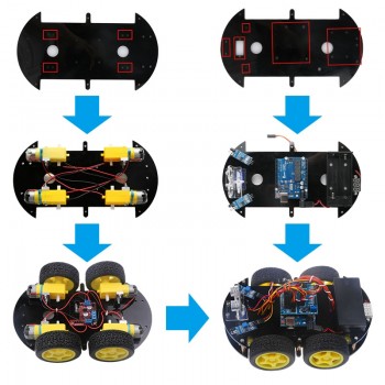 Keywish For Arduino Robot 4WD Cars APP RC Remote Control Bluetooth Robotics Learning Kit Educational Stem Toys for Children Kids