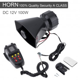 100W 7 Sounds Motorcycle Car Loud Speaker Electronic Warning Siren Horn Alarm Firemen Ambulance Loudspeaker with MIC Microphone