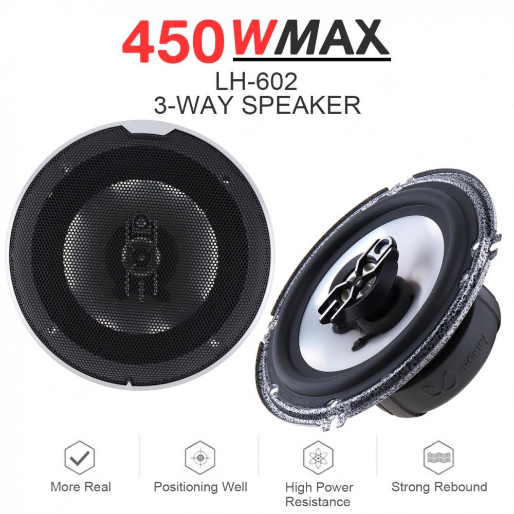 1Pair 6 Inch 450W 3 Way Car Coaxial  Auto Audio Music Stereo Full Range Frequency Hifi Speakers Non-destructive Installation