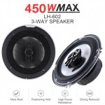 1Pair 6 Inch 450W 3 Way Car Coaxial  Auto Audio Music Stereo Full Range Frequency Hifi Speakers Non-destructive Installation