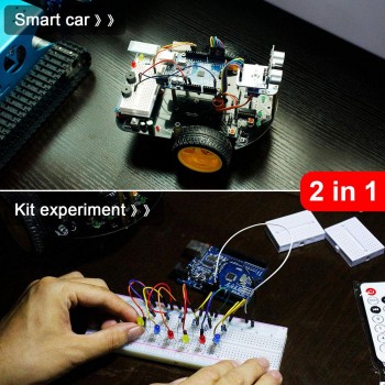 2-in-1 Super Starter Smart Intelligent Robot Car with Tutorial Programmable Stem Toys for Arduino with for UNO R3 Mainboard