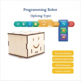 LED Light Wood DIY Square Stitching Robot Programmable Cube Robot Kits Kids Educational Science Toys