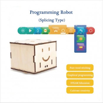 LED Light Wood DIY Square Stitching Robot Programmable Cube Robot Kits Kids Educational Science Toys