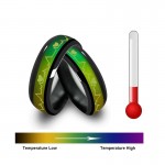 Color Changing Titanium/Stainless Steel Mood Ring, EKG w/Hearts Design, Gift Box Included Fashion Couples Titanium Steel