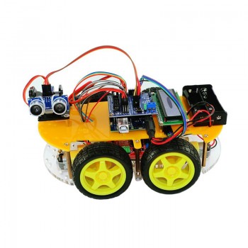 Smart Car Robot Smart Bluetooth Car Tracking Avoid Obstacles 1602 LCD Atmega-328P Line Tracking Graphic Programming