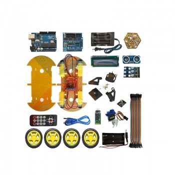 Smart Car Robot Smart Bluetooth Car Tracking Avoid Obstacles 1602 LCD Atmega-328P Line Tracking Graphic Programming