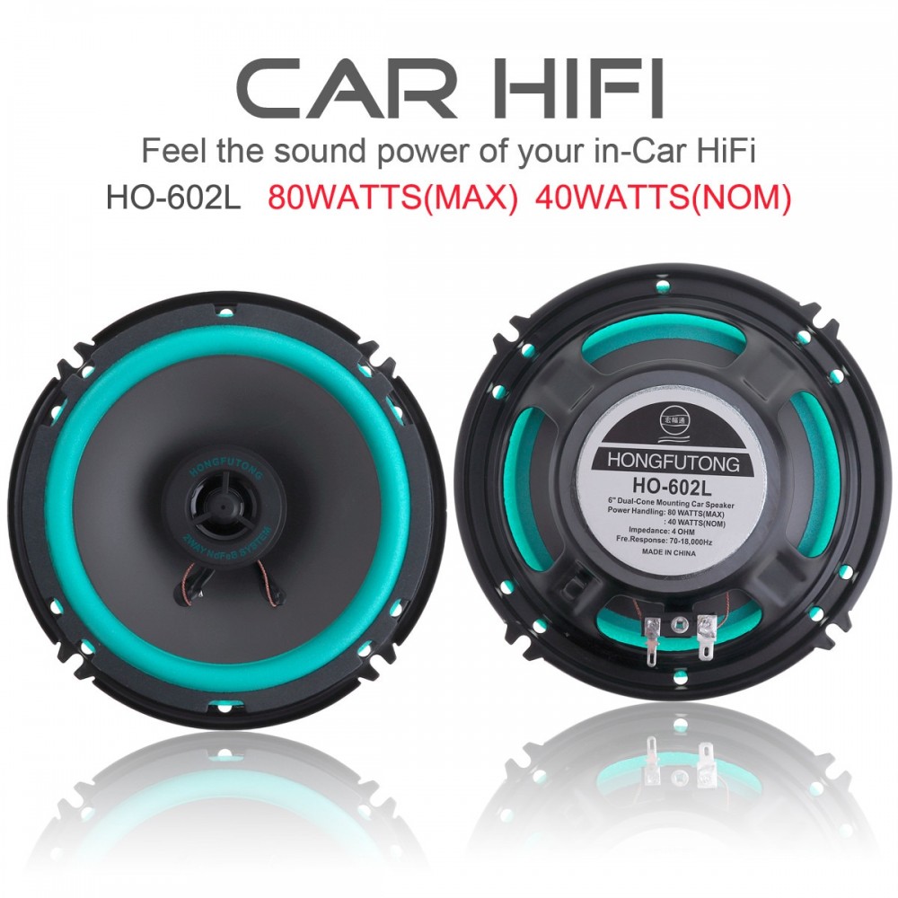 2pcs 6 Inch 80W 12V Car HiFi Coaxial Speaker Vehicle Door Auto Audio Music Stereo Full Range Frequency Loudspeaker for Cars