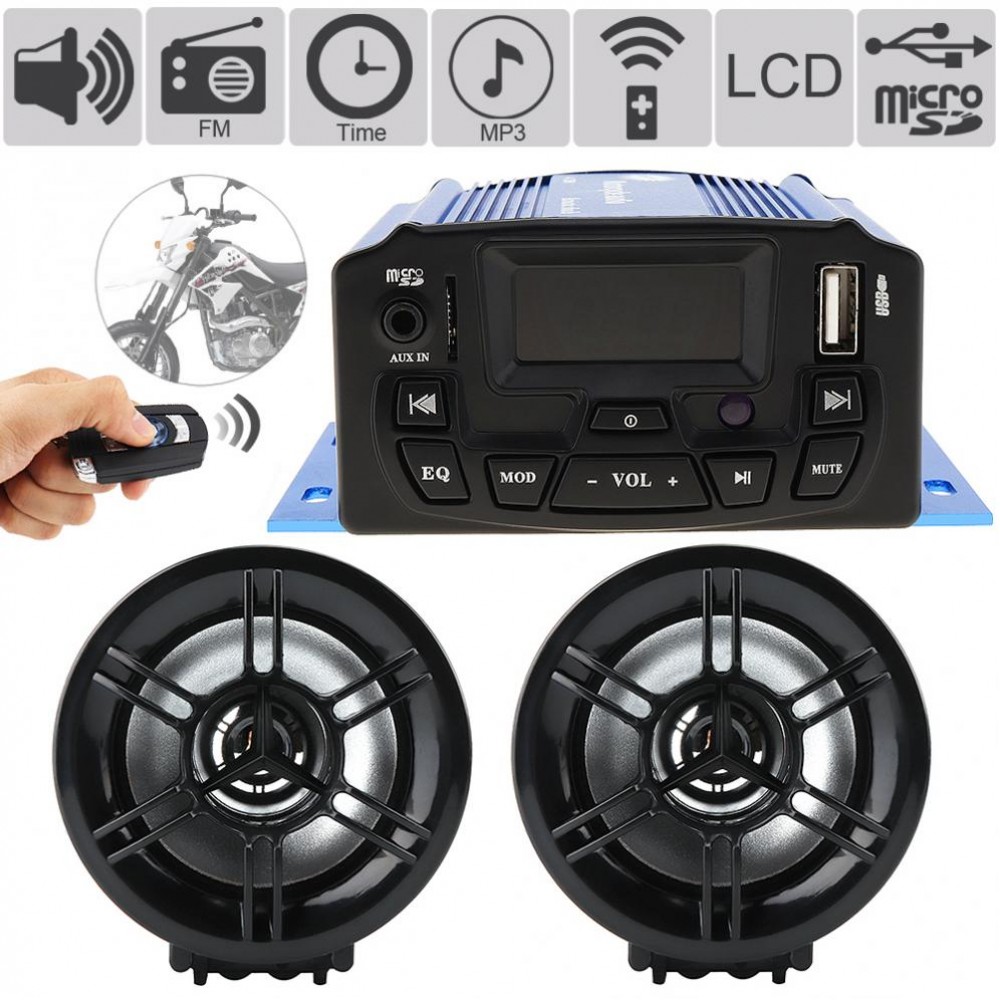 12V 25W Waterproof Motorcycle Anti-theft Audio Sound MP3 Player with Display Screen Anti-theft Motorbike MP3 Audio System