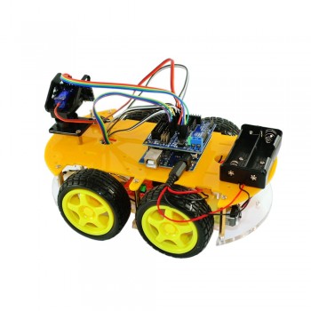 Bluetooth Ultrasonic Smart Car Robot Starter Kit with Uno R3 1602LCD Atmega-328P Smart Robot Car Kit Free Shipping 5pcs/lot