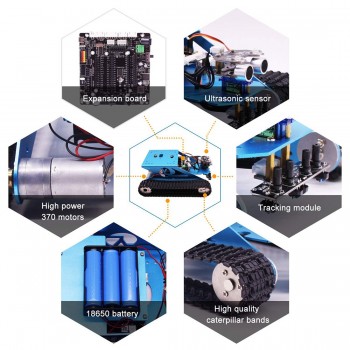 Track Robot Kit Programmable Smart Climbing Tank Mobile Platform Chassis Robot Kit for Arduino UNO R3 Electronic with for UNO R3