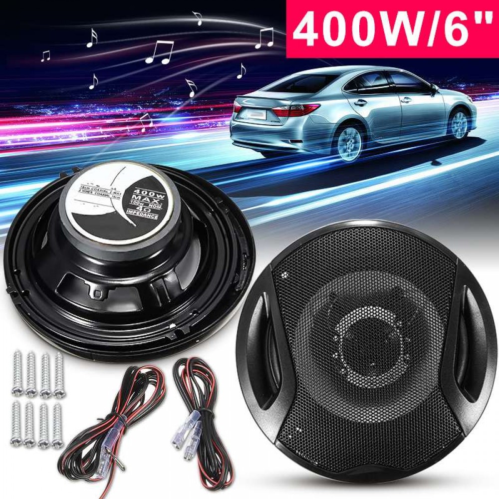 Audew 1Pair 12V 400W Car Speaker 6 Car Subwoofer Coaxial Speaker Car Rear/Front Door Audio Music Stereo 2 Way Coxial Speakers