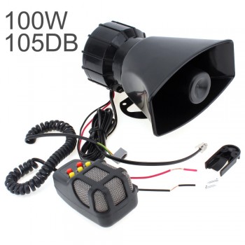 100W 12V 5 Sounds Motorcycle Car Truck Speaker Loud Siren Horn 105db With MIC Microphone