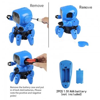 Blue RC Robot DIY Gesture Sensor  Assembled Sing Dance Action Figure Follow Robot Kids Children Educational Toys Birthday Gift