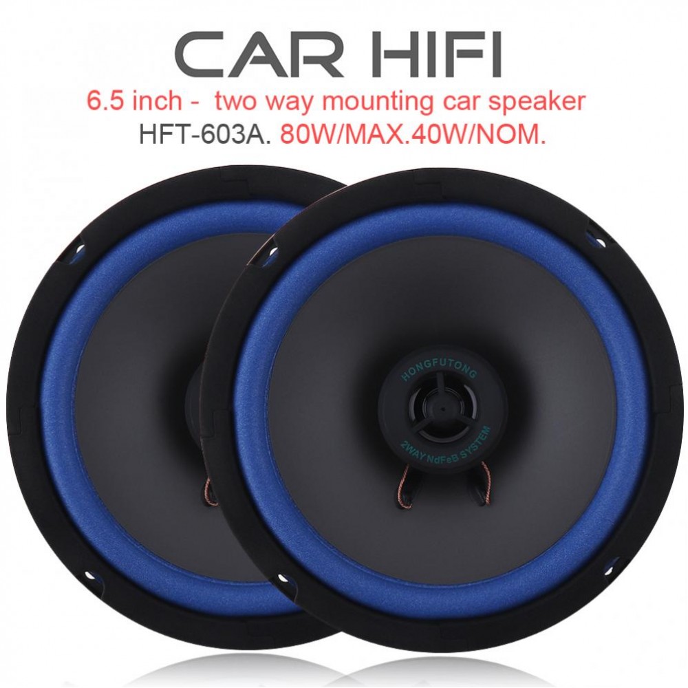 2pcs 6.5 Inch 80W Car HiFi Coaxial Speaker Vehicle Audio Music Stereo Full Range Frequency Speakers for Cars