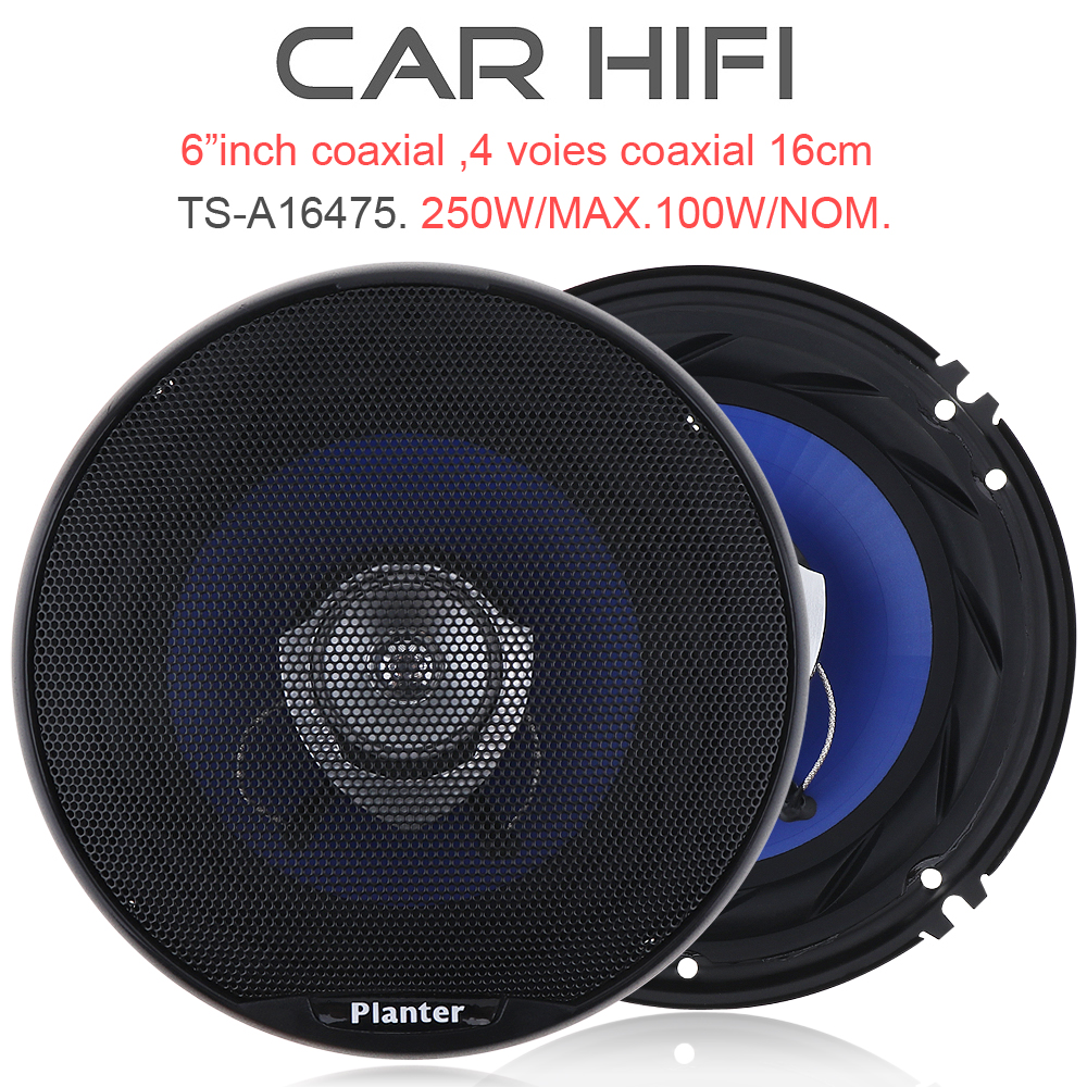 TS-A1647S 2pcs 6.5 Inch 250W Car HiFi Coaxial  Speaker Vehicle Door Auto Audio Music Stereo Full Range Frequency Speakers