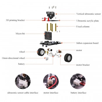 Graphical Programmable Robot Car with Bluetooth IR and Tracking Module Stem Steam Robot Car Toy for Micro:bit BBC