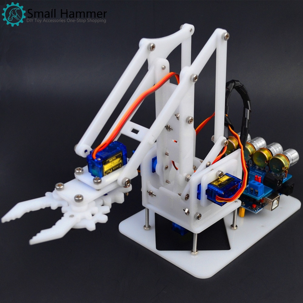 Creative Electric Metal Toy Remote Control DIY Assembly Robot Arm 4 Degrees Of Freedom Plastic Science Teaching Kit New