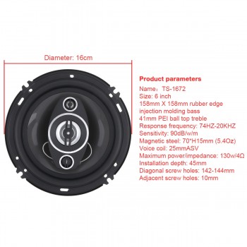 2Pcs 6 Inch 16cm 500W Car Coaxial  Auto Audio Music Stereo Full Range Frequency Hifi Speakers Non-destructive Installation