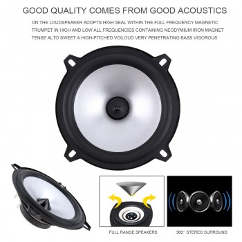 2pcs 5 Inch 60W 88dB 2 Way Car Coaxial Automobile Car Hifi Full Range Frequency Sensitivity Power Loudspeaker