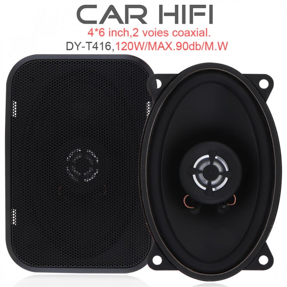 1Pair 4*6 Inch 120W Car HiFi Coaxial Speaker Universal Vehicle Door Auto Audio Music Stereo Full Range Frequency Speakers