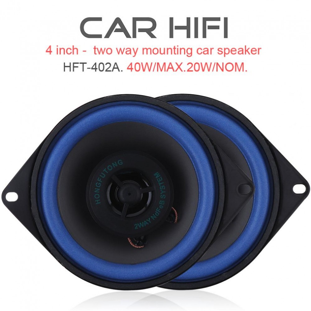 2pcs 4 Inch 40W 12V Car HiFi Coaxial Speaker Vehicle Door Auto Audio Music Stereo Full Range Frequency Loudspeaker for Cars