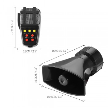 Car Alarm Horn 12V 100W Car Siren Vehicle Horn Mic PA Speaker System 7 Tone Loud Security Alarm