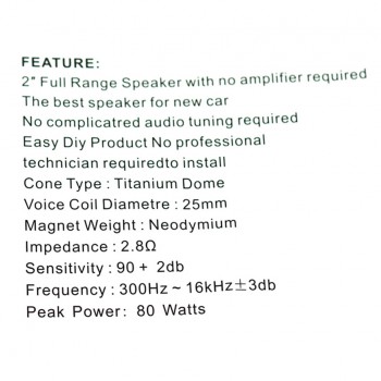 Car 2 inch full range speaker High pitch midrange full frequency Tweeter HIFI Audio with no amplifier required he best speakers
