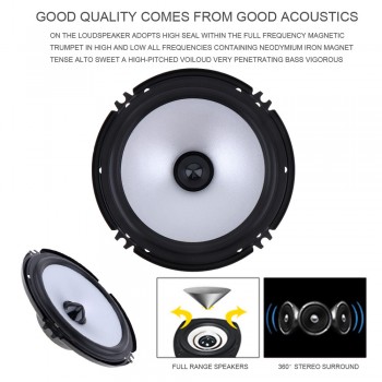 Universal DC 12V 1 Pair 6.5 Inch 60W Car Speaker Automobile Car HiFi Audio Full Range Frequency Speaker High Pitch Loudspeaker