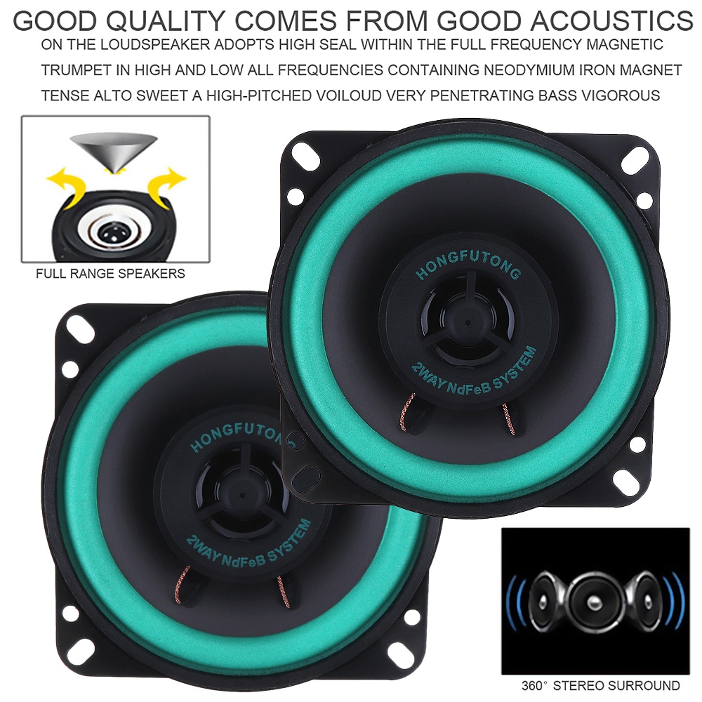 2pcs  4Inch 40W Car HiFi Coaxial Speaker Vehicle Door Auto Audio Music Stereo Full Range Frequency Speakers for Cars