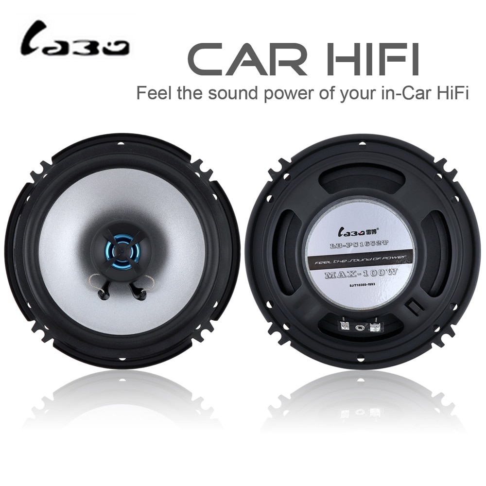 2pcs LaBo 6.5 Inch 100W 2 Way Car Coaxial Speaker Vehicle Door Auto Audio Music Stereo Full Range Frequency Hifi Loudspeaker