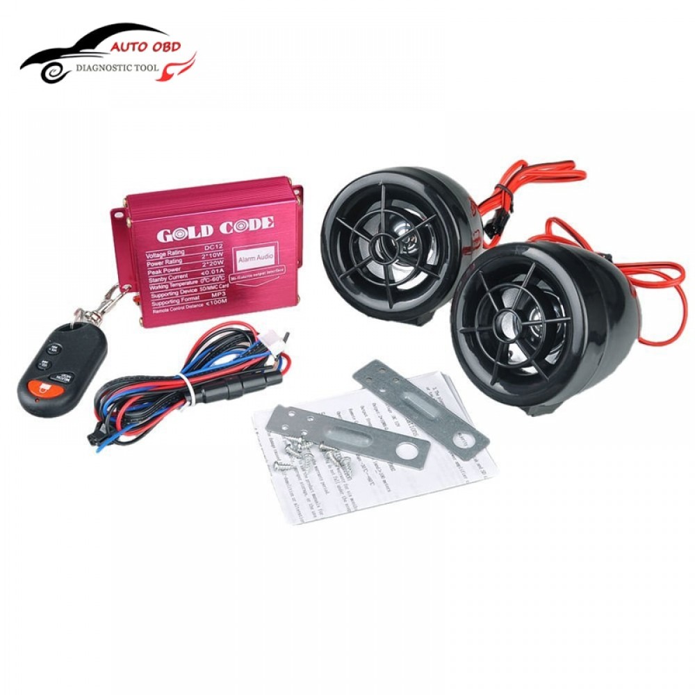 Wireless Remote Sound System Motorcycle Car Audio Speakers FM Radio USB SD Speaker Alarm Systems Anti-theft Motorbike MP3 Audio