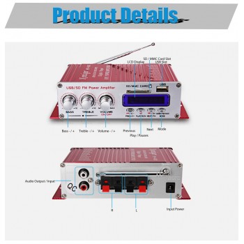 HY - 400 Stereo Super Bass Audio Digital Player Hi-Fi Car Power Amplifier with FM LCD Display support USB SD Mp3 Remote Control