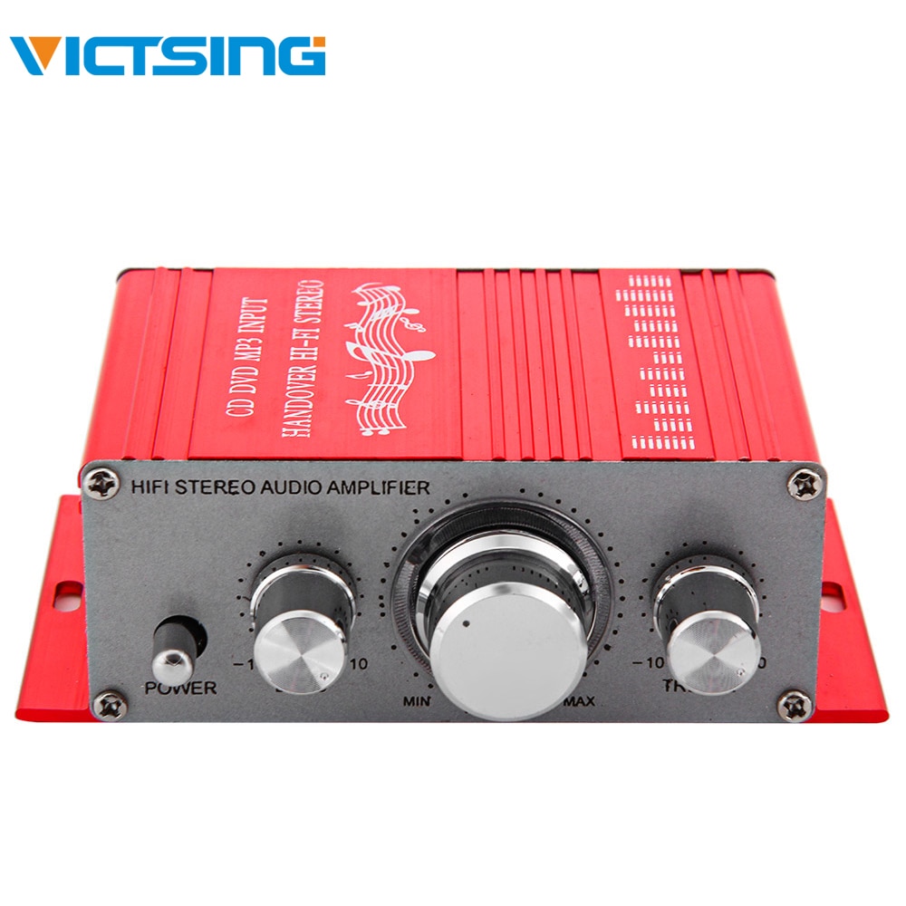 VicTsing Car Amplifier HY-2001 Hi-Fi 12V Mini Auto Car Stereo Amplifier 2 Channel Audio Support CD DVD MP3 Input for Motorcycle